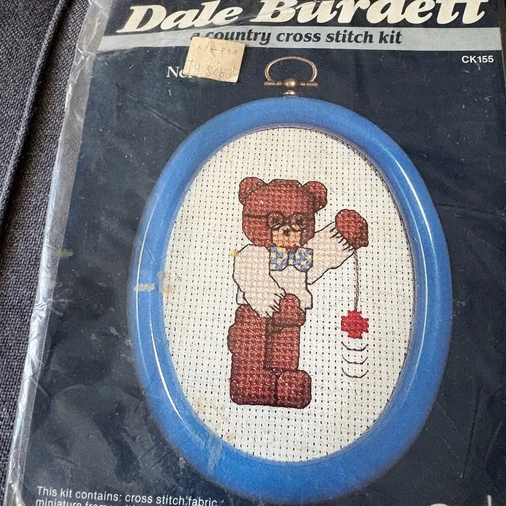 Nerd Teddy Bear Vintage Country Counted Cross Stitch Kit by Dale Burdett - 1985
